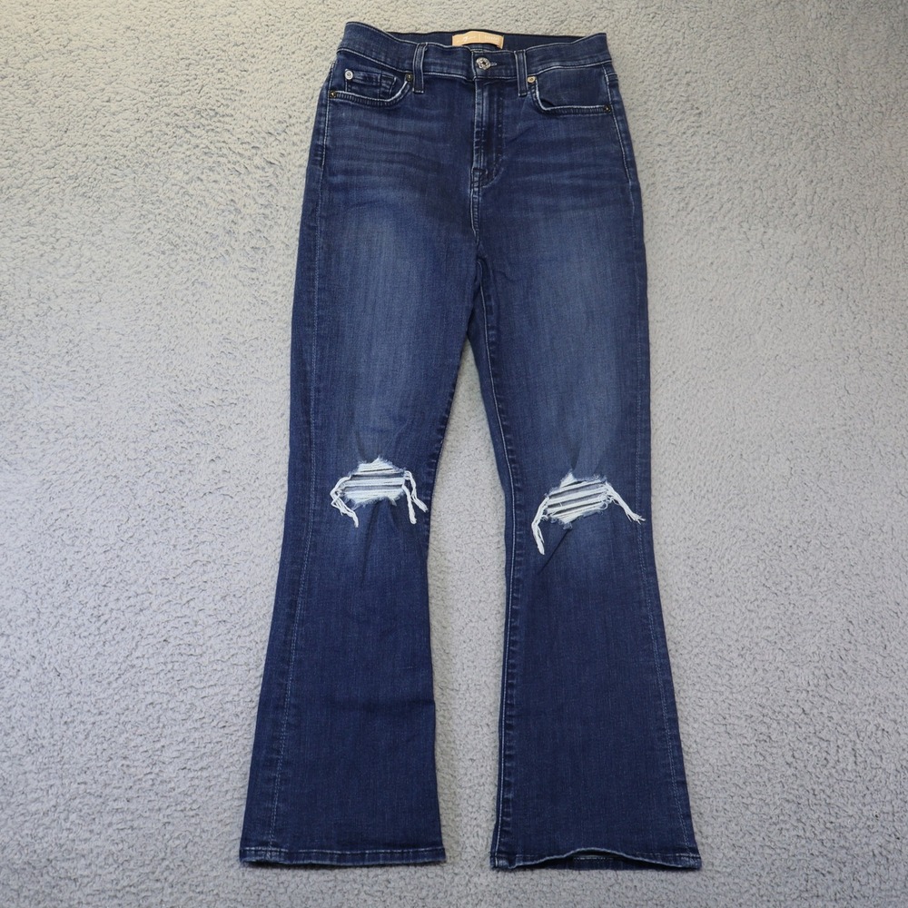 7 For All Mankind b(air) Authentic Flare Jeans Dark Wash Distressed Size 26